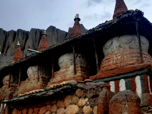 Mud wall buddhist manument mustang