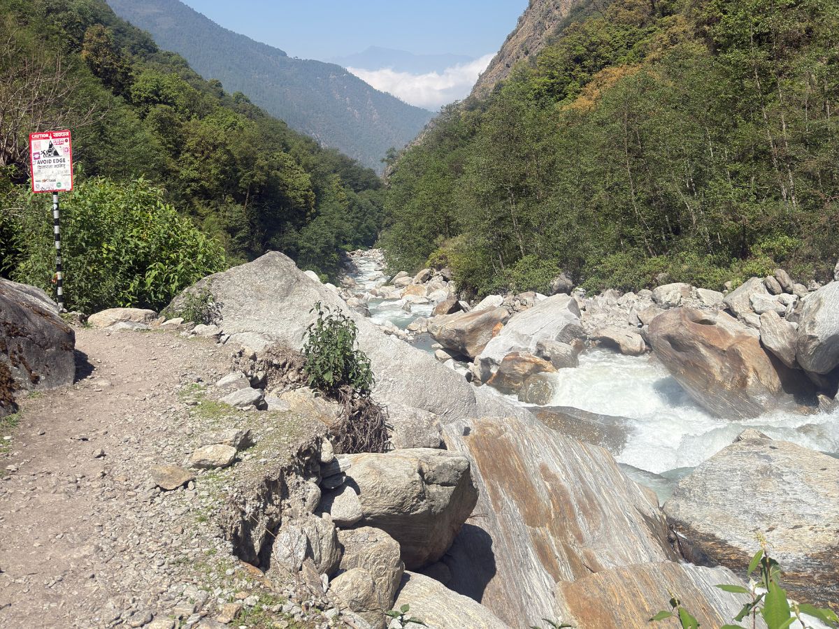 Langtang Khola river flowing through the valley.