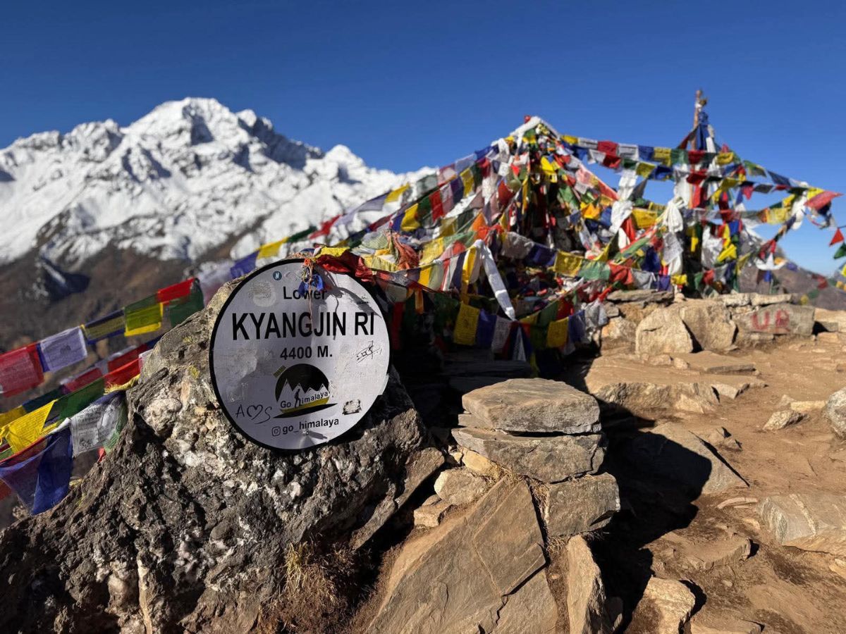Scenic view from Lower Kyanjin Ri with Himalayan mountains.