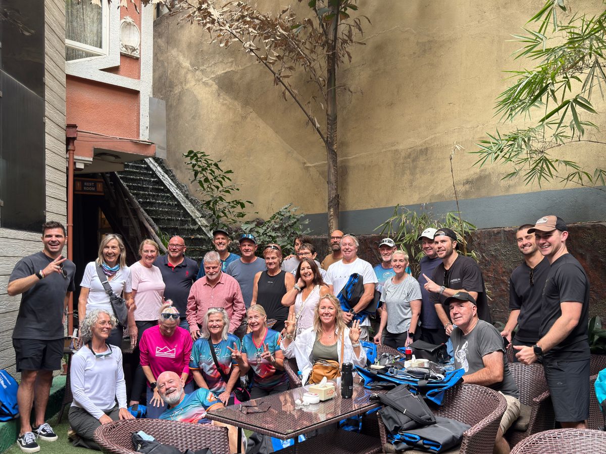 Our team preparing together before the trek begins