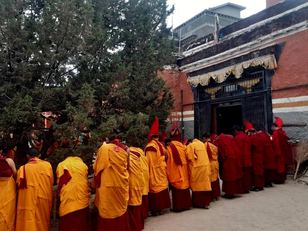 Monks Praying Gomba Monastrey