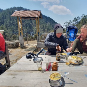 Helambu trek day: 01 lunch break at Mulkharka